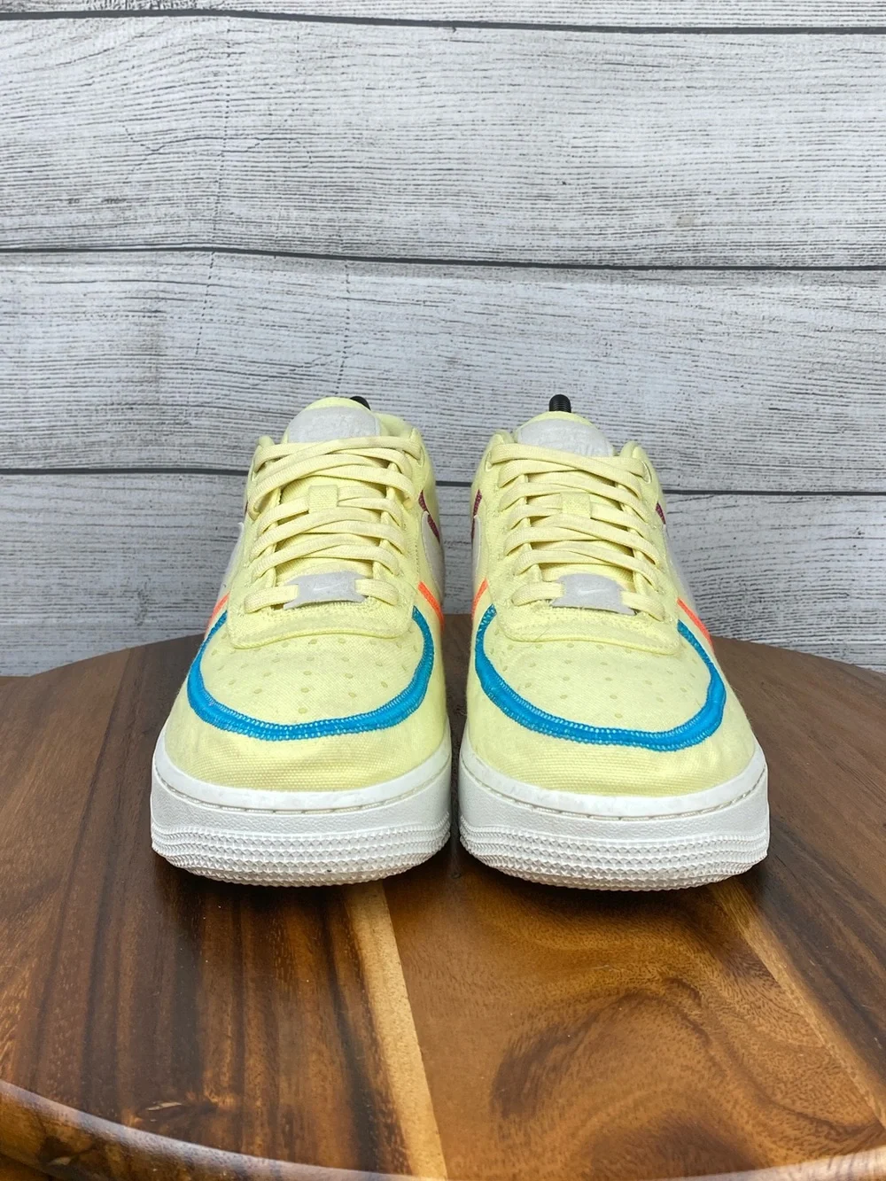 Nike Air Force 1 07 Low LX Stitched Canvas Life Lime Yellow Shoe Womens Size 8.5